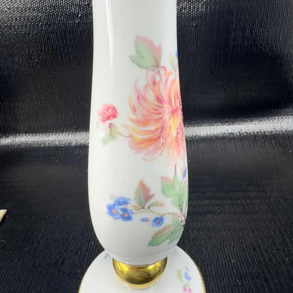 Vintage Lindner Kueps Bavaria Floral Vase Vessel Hand Painted‎ German Porcelain
